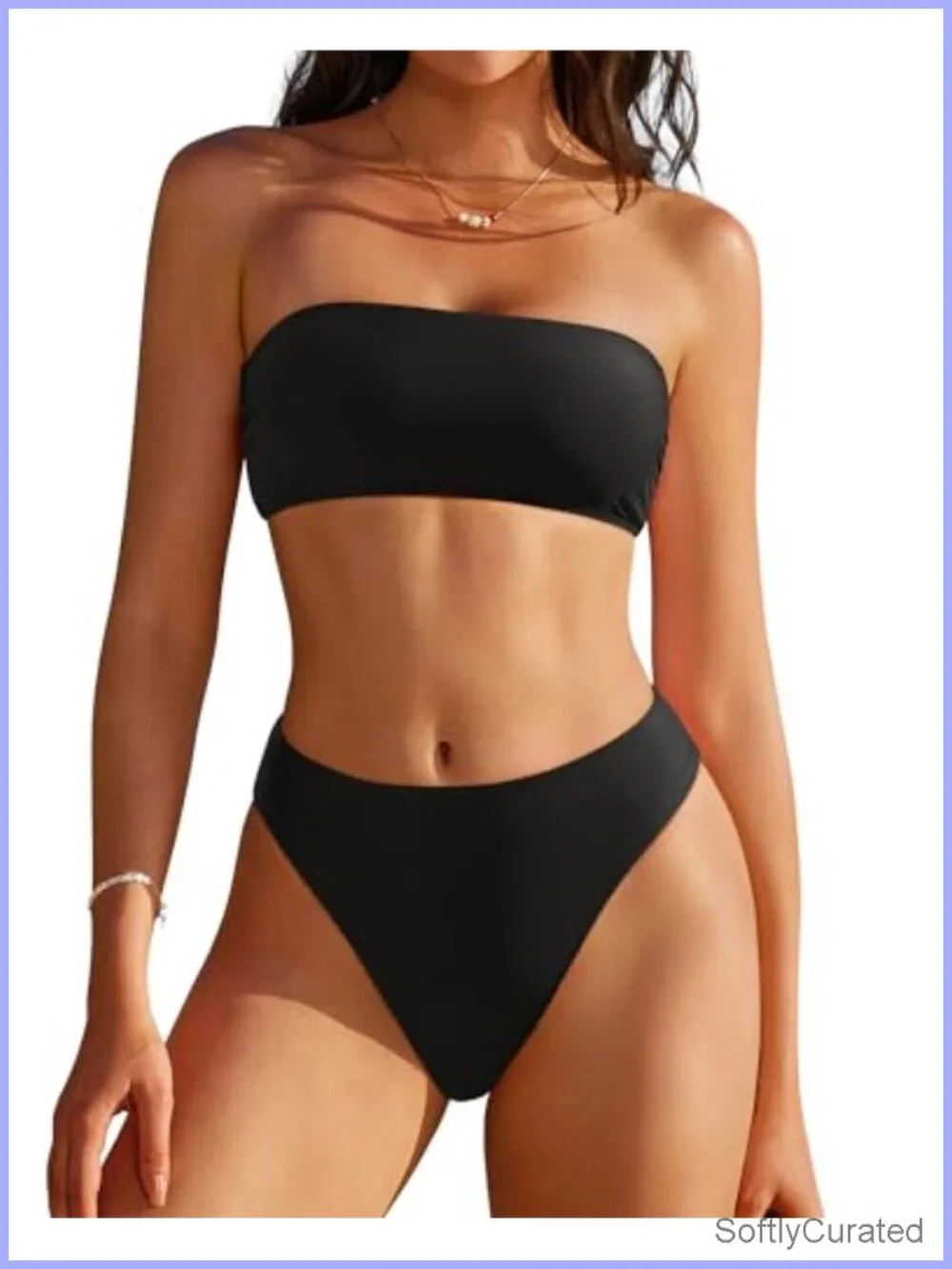 Women Sexy High Waisted Bikini Set Cheeky 2 Piece Bandeau Bathing Suit